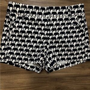Elephant Print Black and White Women Shorts
